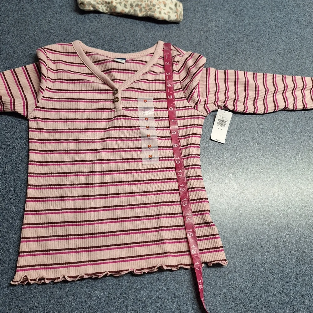 Old Navy Long Sleeved Henley & Leopard Print Shirt Bundle Size 8/M, NWT